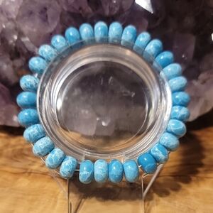 10.2mm X 6mm Blue Larimar Cabochon Atlantis Pectolite Gemstone Crystal Bracelet